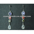 colored crystal drop earrings